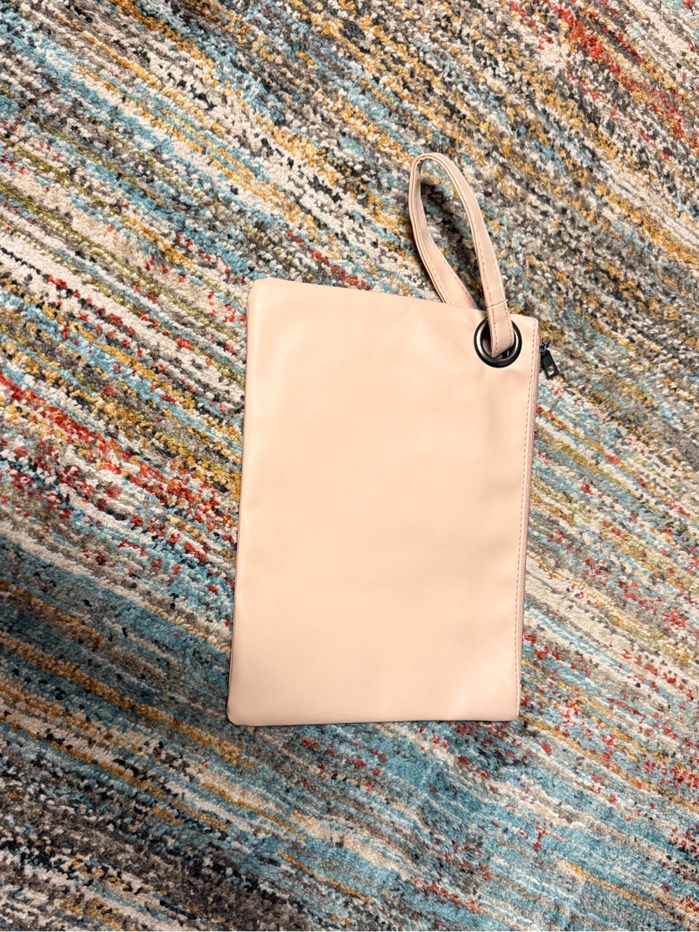 Women's Leather Wristlet Clutch in Blush Pink